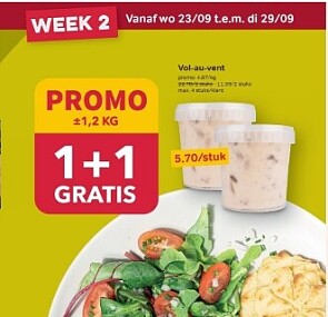 1+1 gratis op vol - au - vent 1,2 kg bij bon ap