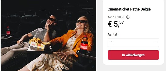 Cinematicket Pathé België voor slechts 5,57€ met Delhaize superplus families
