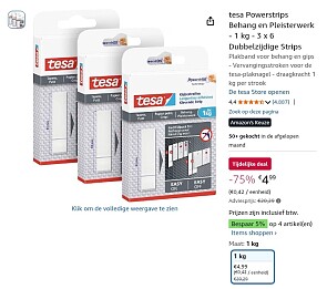 Tesa powerstrips 3 x 6 strips voor 4,99€!