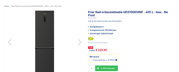 ❄️ Friac Koel vriescombinatie 405L Inox No Frost