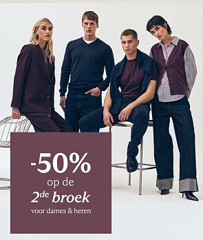 -50% op de 2de broek