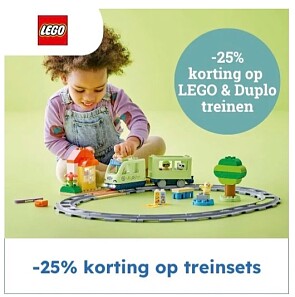 25% korting op LEGO treinen en uitbreidingssets