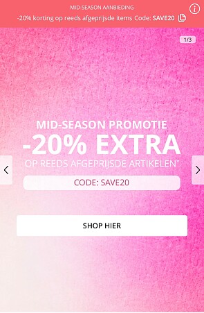 -20% korting op reeds afgeprijsde items