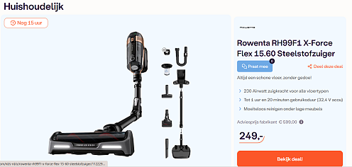 🧹 Rowenta RH99F1 X-Force Flex 15.60 Steelstofzuiger