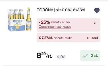 Corona cero 0,0% 6x33 cl in promo + coupon