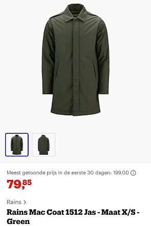 Rains regenjas maat xs