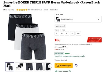 Superdry boxers 3 voor 16€!