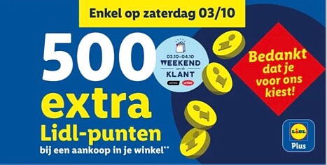 500 Lidl plus punten voor weekend van de klant
