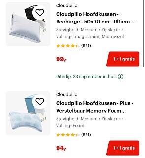 Cloudpillo 1 + 1 gratis