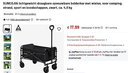 Bolderkar voor 17,99€ bij joybuy