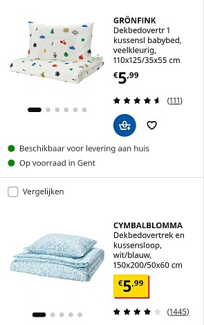 Dekbedovertrekken vanaf 5,99€ bij Ikea 💛