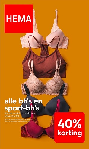 40% korting op bh's en sport-bh's