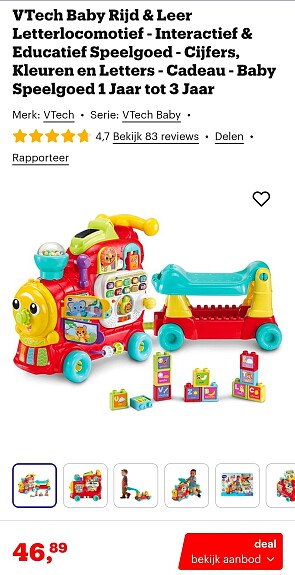 VTech Baby Rijd & Leer Letterlocomotief -41%