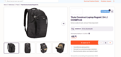 🎒 Thule Construct Laptop Rugzak 24L CONBP116