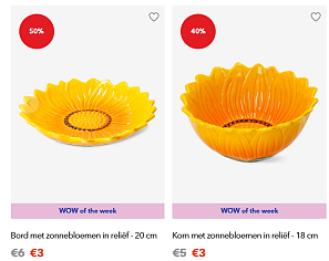 Zonnebloem kom en bord aan -40% en -50% 🌻