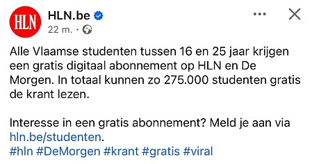 Gratis HLN studentenabonnement