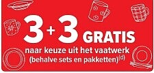 3+3 gratis naar keuze uit het vaatwerk bij Carrefour hyper