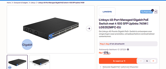 🔌 Linksys LGS352MPC EU 48 Poorts Gigabit PoE Switch