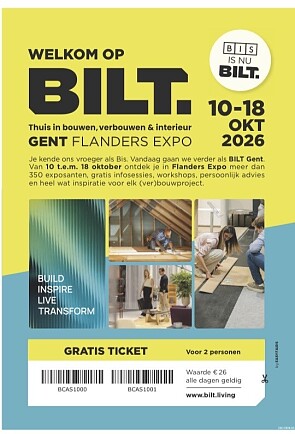 gratis ticket voor BILT beurs voor thuis bouwen,verbouwen en interieur in de zondag