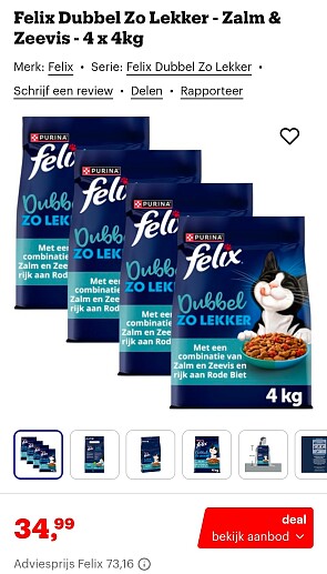 Felix Dubbel Zo Lekker - Zalm & Zeevis - 4 x 4kg