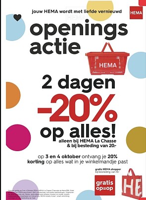 openingsactie bij hema la chasse (wavre) op 3/10 en 4/10/26
