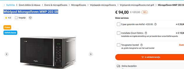🍽️ Whirlpool Microgolfoven MWP 203 SB