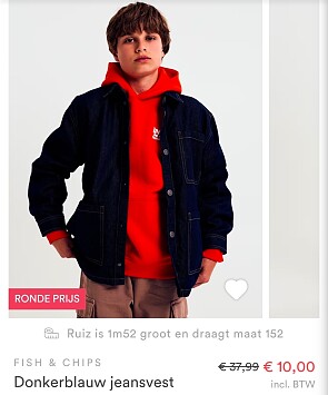 Fish & Chips donkerblauw jeansvest -74%