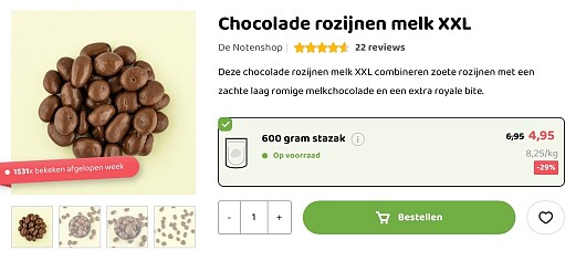 Chocolade rozijnen melk XXL