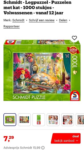 Schmidt legpuzzel kat 1000 stukjes