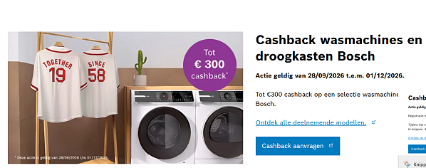 🔥 Bosch herfstacties: tot €300 cashback op huishoudtoestellen 🏠
