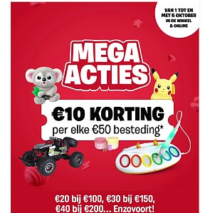10€ korting per elke 50€ bij Smyths Toys