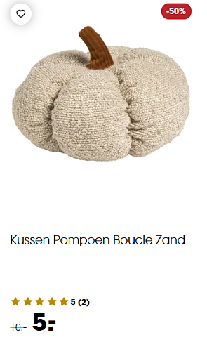 Pompoenkussen, zandkleur -50%