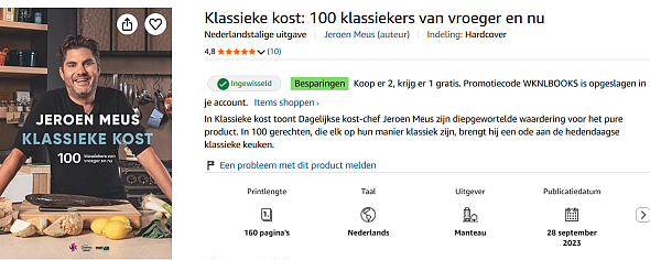 Boeken 2 + 1, bv. Klassieke kost van Jeroen Meeus