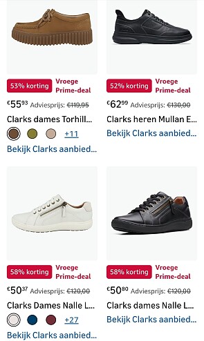 Minstens 50% korting op Clarks