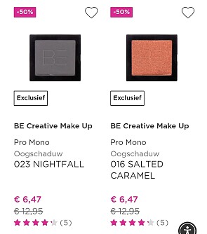 50% korting op oogschaduw