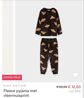 Fleece pyjama met vleermuisprint