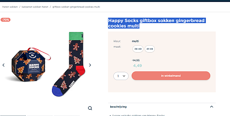 🔥 Happy Socks giftbox gingerbread cookies aan 70% korting 🎄