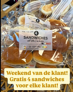 Gratis Shandwiches bij Delhaize lede
