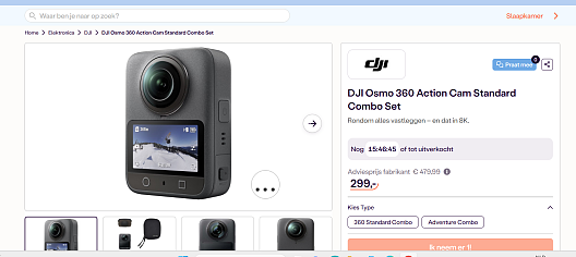 🔥 DJI Osmo 360 Action Cam Standard Combo Set aan 38% korting 🎥