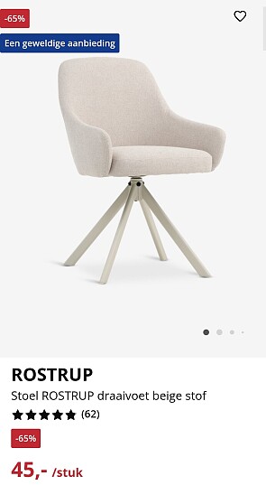 Eetkamerstoel voor 45€ ipv 129€