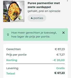 20€ korting op 1 foodbag bestelling