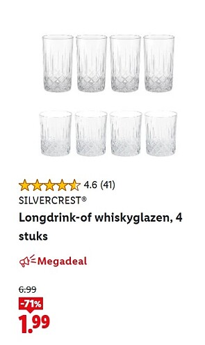 Silvercrest longdrink of whiskyglazen -71% op lidl.be