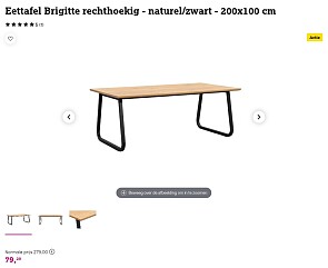 Eettafel 2m op 1m