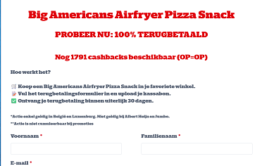 Big Americans Airfryer Pizza Snack PROBEER NU: 100% TERUGBETAALD