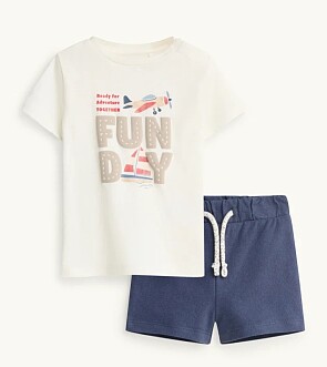 Vliegtuig en boot babyoutfit 2-delig