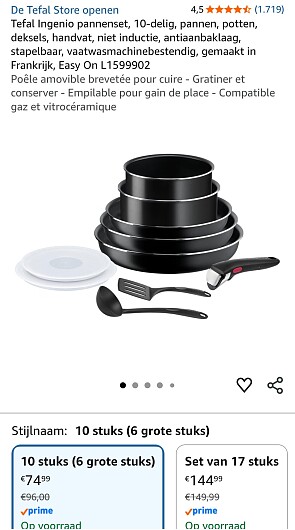 Tefal Ingenio pannenset 10-delig