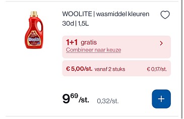 Woolite wasmiddel in promo