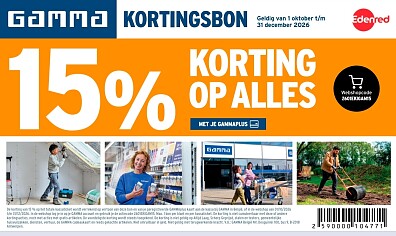 15% korting op alles bij GAMMA