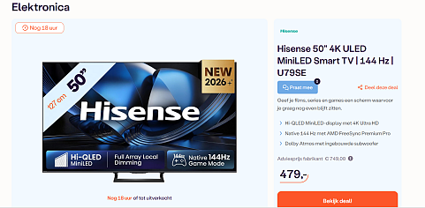 Hisense 50 inch 4K ULED MiniLED Smart TV (U79SE)