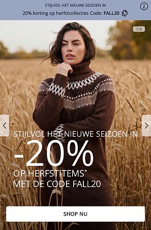 20% korting op herfstcollecties